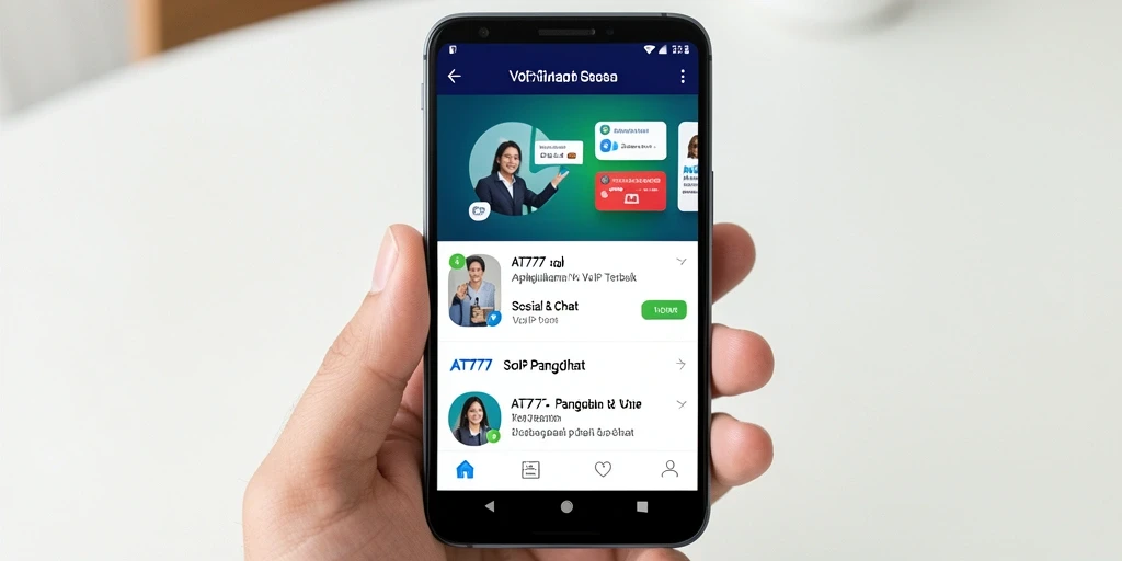 Antarmuka pengguna AT777 untuk panggilan VoIP yang modern dan intuitif.