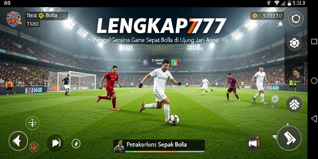 Antarmuka <strong>LENGKAP777</strong> menampilkan grafis pertandingan sepak bola yang memukau.
