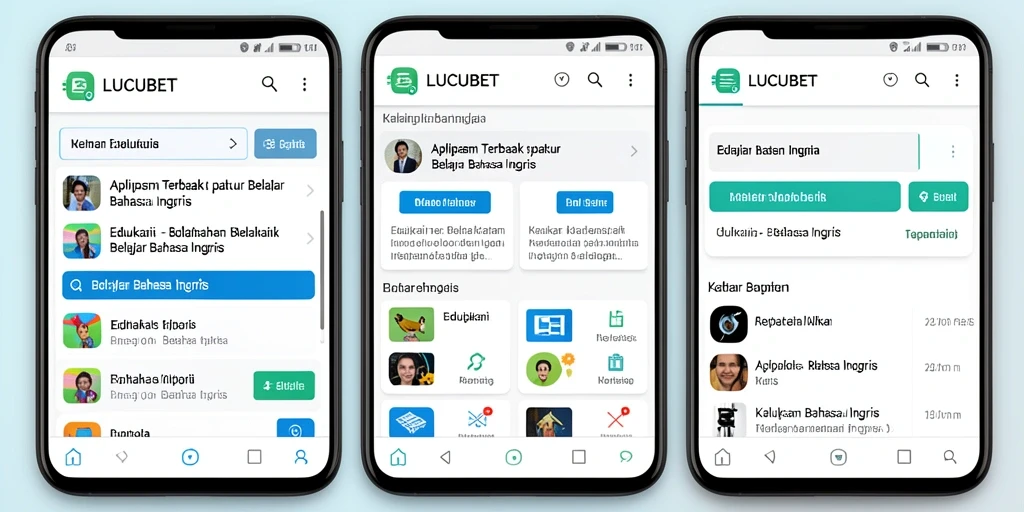 Tampilan antarmuka LUCUBET untuk belajar Bahasa Inggris yang interaktif.