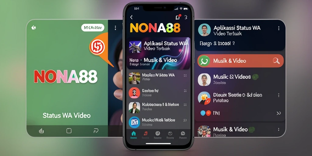 Antarmuka NONA88 dengan pilihan video Status WA yang beragam.