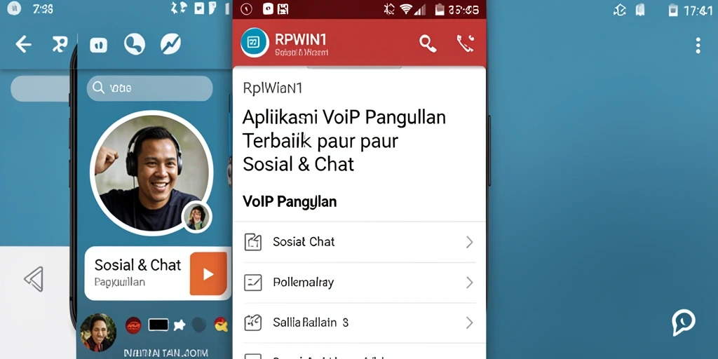 Antarmuka aplikasi RPWIN1 dengan fitur VoIP Panggilan yang menarik.