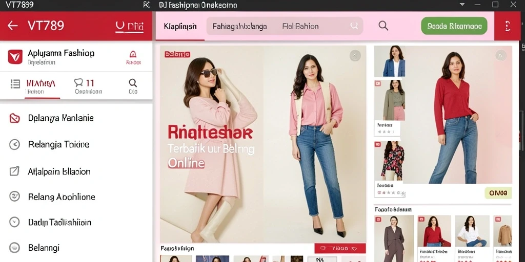 Antarmuka VT789 yang menarik dan fungsional untuk belanja fashion.